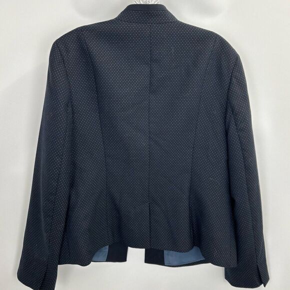 Talbots Blazer Navy Blue Wool Blend Polka Dot Jacket Blazer Size 12 - Picture 4 of 13